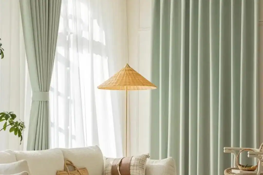 客廳窗簾推薦 1：雙層窗簾（布簾＋紗簾）